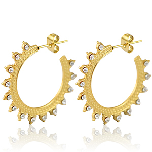 Ohrringe aus Stainless Steel - Rostfreiem Stahl Creolen 30mm Gold-crystal