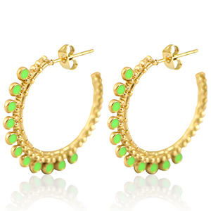 Ohrringe aus Stainless Steel - Rostfreiem Stahl Creolen 30mm Gold-neon green