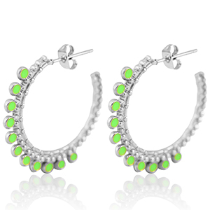 Ohrringe aus Stainless Steel - Rostfreiem Stahl Creolen 30mm Silver-neon green