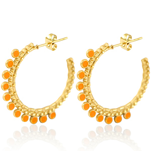 Ohrringe aus Stainless Steel - Rostfreiem Stahl Creolen 30mm Gold-orange