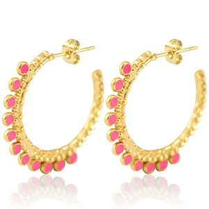 Ohrringe aus Stainless Steel - Rostfreiem Stahl Creolen 30mm Gold-bright pink