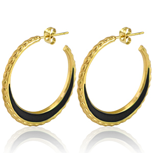 Ohrringe aus Stainless Steel - Rostfreiem Stahl Creolen 30mm Gold-black