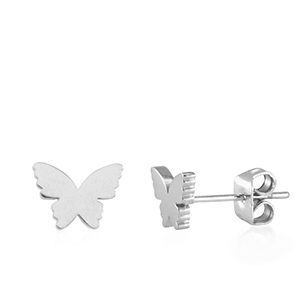 Ohrringe aus Stainless Steel - Rostfreiem Stahl Schmetterling Silver