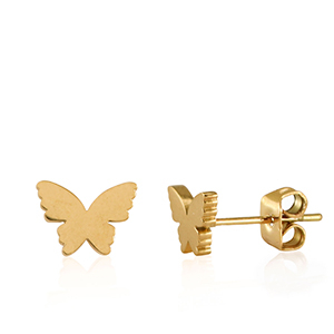 Ohrringe aus Stainless Steel - Rostfreiem Stahl Schmetterling Gold