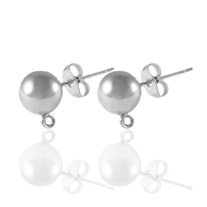 Ohrringe / Ohrstecker aus Stainless Steel - Rostfreiem Stahl mit &Ouml;se 6mm Silber