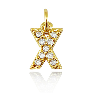 Brass TQ Metall Anh&auml;nger initial X Gold