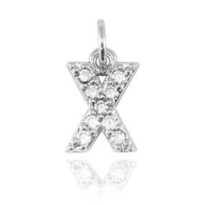 Brass TQ Metall Anh&auml;nger initial X Silver