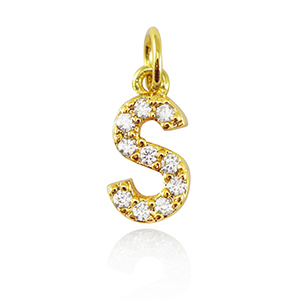 Brass TQ Metall Anh&auml;nger initial S Gold