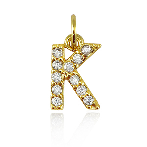 Brass TQ Metall Anh&auml;nger initial K Gold