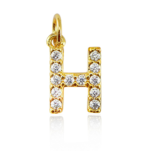 Brass TQ Metall Anh&auml;nger initial H Gold