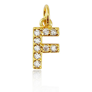 Brass TQ Metall Anh&auml;nger initial F Gold