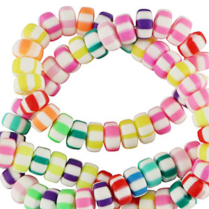Polymer Perlen Rondell 7mm Multicolour stripes