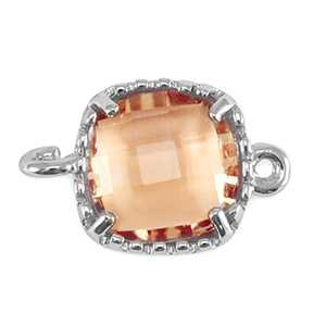 Kristallglas Zwischenst&uuml;cke Viereck Peachy rose-silver