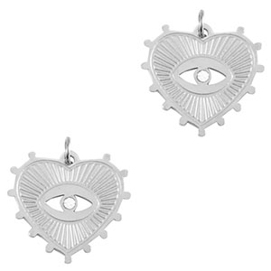 Stainless Steel - Rostfrei Stahl Anh&auml;nger Auge der Vorsehung Herz Silver