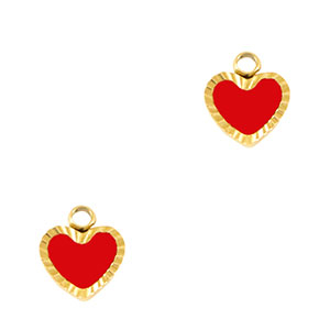 Stainless Steel - Rostfrei Stahl Anh&auml;nger Herz Gold-red white