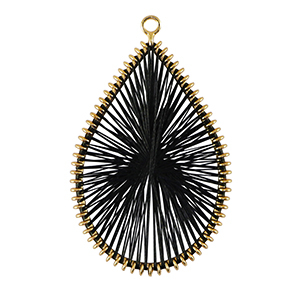 Geh&auml;kelte Anh&auml;nger mit Makramee Band Tropfen Gold-black