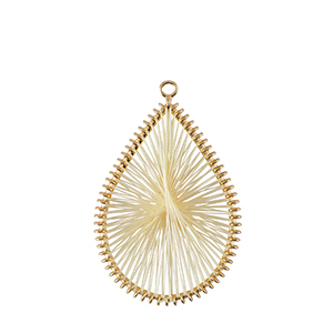 Geh&auml;kelte Anh&auml;nger mit Makramee Band Tropfen Gold-off white