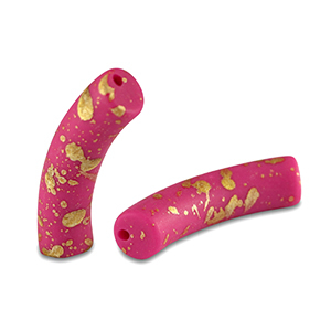 Acryl perlen Tube matt Fuchsia pink-gold