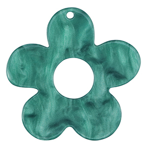 Resin Anh&auml;nger Blume Petrol blue