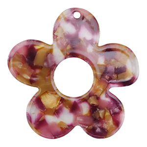 Resin Anh&auml;nger Blume Pink-purple gold