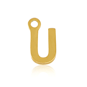 Stainless Steel - Rostfrei Stahl Anh&auml;nger Initial U Gold