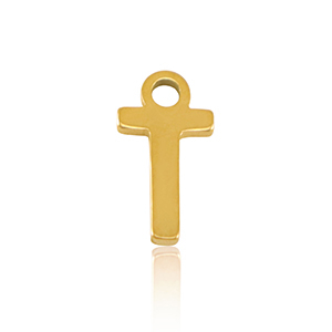 Stainless Steel - Rostfrei Stahl Anh&auml;nger Initial T Gold