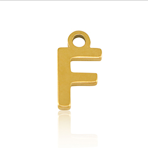 Stainless Steel - Rostfrei Stahl Anh&auml;nger Initial F Gold