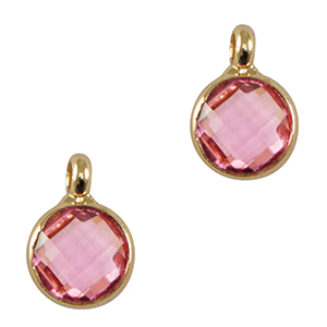 Anh&auml;nger Kristallglas 7mm Pink-gold