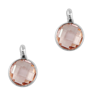 Anh&auml;nger Kristallglas 7mm Light pink-silver