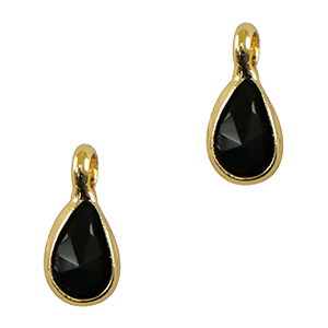 Anh&auml;nger Kristallglas Tropfen Black-gold