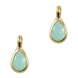 Anh&auml;nger Kristallglas Tropfen Light blue-gold