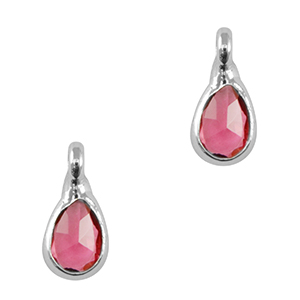 Anh&auml;nger Kristallglas Tropfen Pink-silver