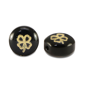 Glasperlen Rondell clover Black-gold