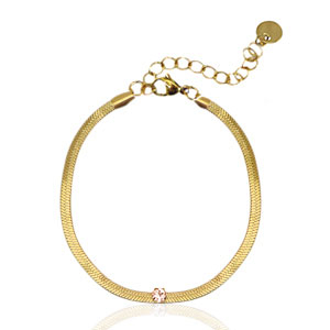 Snake Armb&auml;nder aus Stainless Steel - Rostfreiem Stahl Crystal Gold-pink