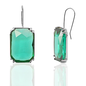 Ohrringe / Ohrstecker aus Kristallglas Rechteck Green-silver
