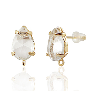Ohrringe / Ohrstecker aus Kristallglas mit &Ouml;se Tropfen Crystal-gold