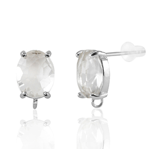 Ohrringe / Ohrstecker aus Kristallglas mit &Ouml;se Oval Crystal-silver