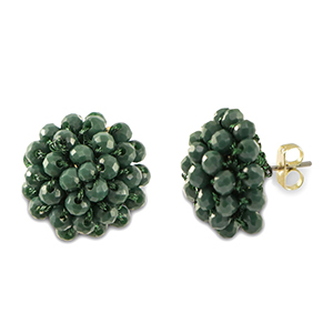 Top Facett Perlen Ohrringe mit &Ouml;se Dark green