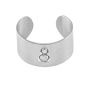 Stainless Steel - Rostfrei Stahl Schmuckzubeh&ouml;r Ringe mit &Ouml;se Silver
