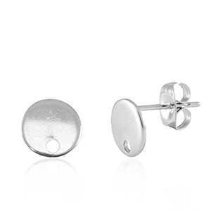 Stainless Steel - Rostfrei Stahl Schmuckzubeh&ouml;r Ohrringe / Ohrstecker mit &Ouml;se 8mm Silver