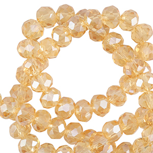 Top Glas Facett Perlen 8x6mm rondellen Marigold yellow-pearl shine coating