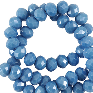 Top Glas Facett Perlen 6x4mm rondellen Seaport blue-pearl shine coating