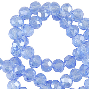 Top Glas Facett Perlen 6x4mm rondellen Finley blue-pearl shine coating