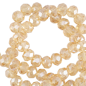 Top Glas Facett Perlen 6x4mm rondellen Marigold yellow-pearl shine coating