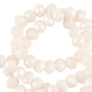 Top Glas Facett Perlen 6x4mm rondellen Vanilla white-pearl shine coating