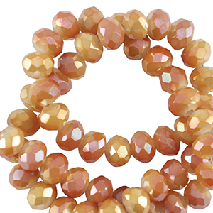Top Glas Facett Perlen 4x3mm rondellen Shiny orange-pearl shine coating