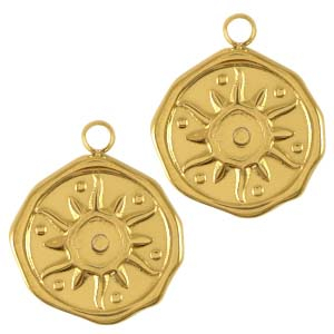 Stainless Steel - Rostfrei Stahl Anh&auml;nger Sonne Gold