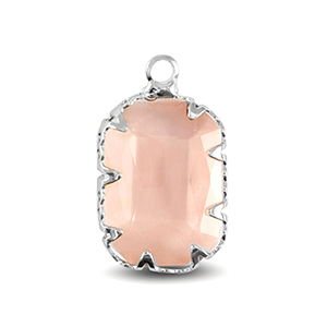 Anh&auml;nger Kristallglas Rechteck Pink-silver