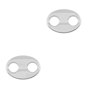 Metall Anh&auml;nger DQ Zwischenst&uuml;ck oval Antik silber (Nickelfrei)
