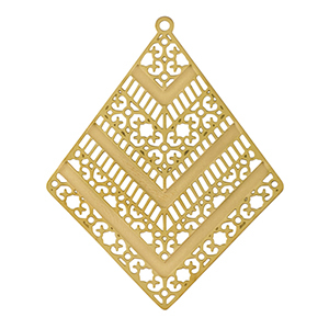 Stainless Steel - Rostfrei Stahl Anh&auml;nger Bohemian Rhombus Gold